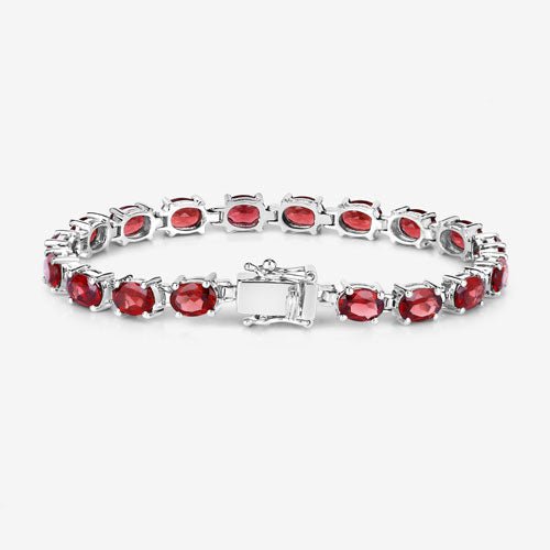 15.30 Carat Genuine Garnet .925 Sterling Silver Bracelet - Bracelets - Custom Crafting Alliance, LLC