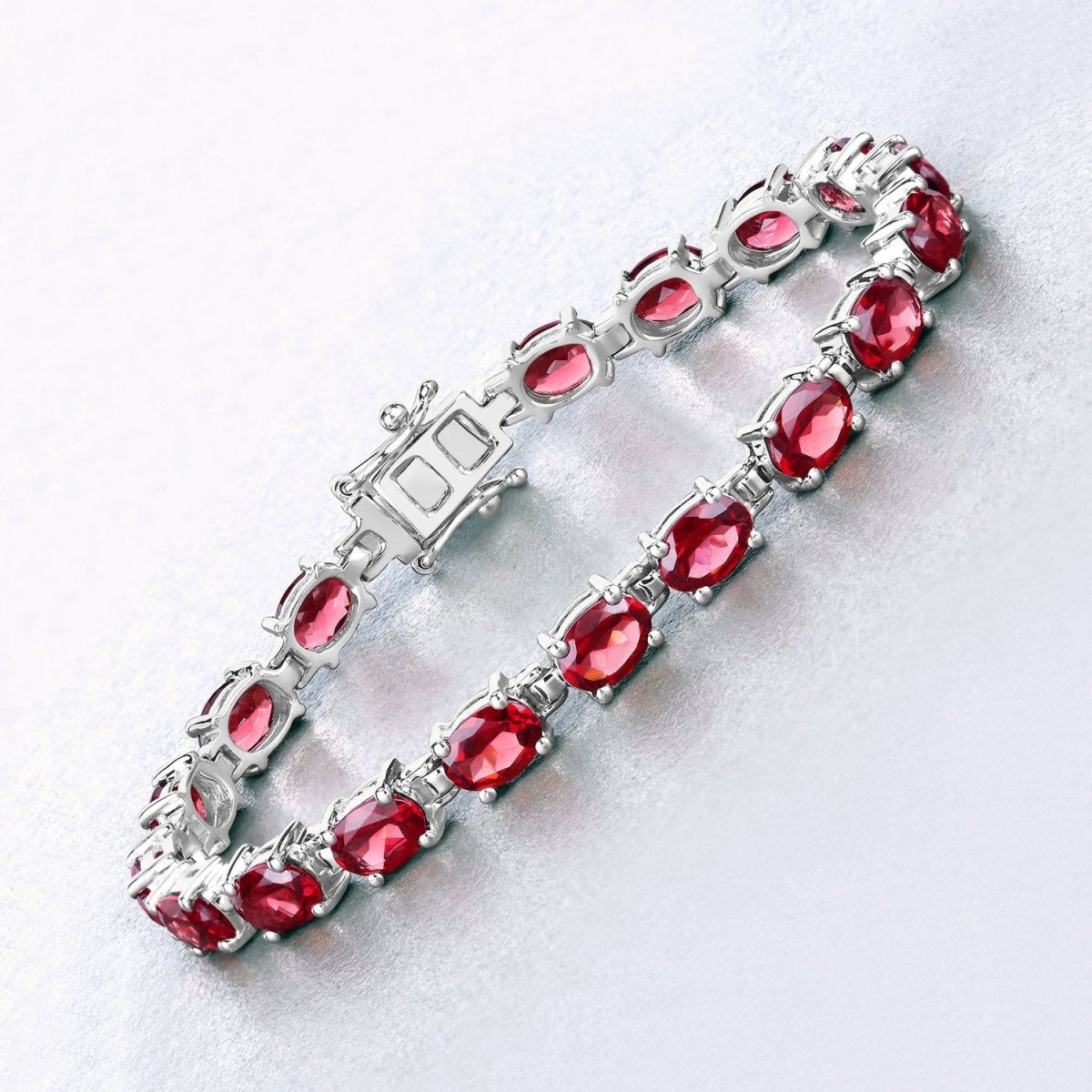 15.30 Carat Genuine Garnet .925 Sterling Silver Bracelet - Bracelets - Custom Crafting Alliance, LLC