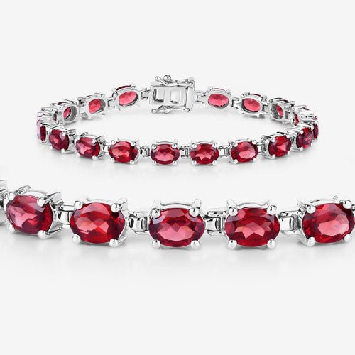15.30 Carat Genuine Garnet .925 Sterling Silver Bracelet - Bracelets - Custom Crafting Alliance, LLC
