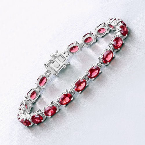 15.30 Carat Genuine Garnet .925 Sterling Silver Bracelet - Bracelets - Custom Crafting Alliance, LLC