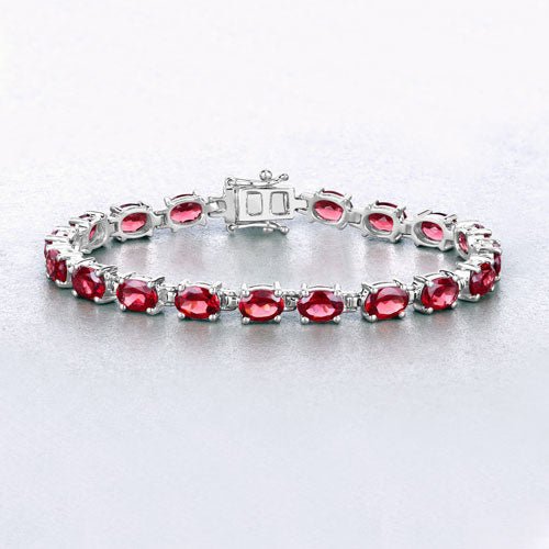 15.30 Carat Genuine Garnet .925 Sterling Silver Bracelet - Bracelets - Custom Crafting Alliance, LLC