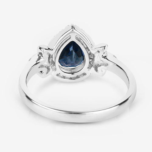 1.54 Carat Genuine Blue Sapphire and White Diamond 14K White Gold Ring - Rings - Custom Crafting Alliance, LLC