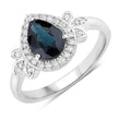 1.54 Carat Genuine Blue Sapphire and White Diamond 14K White Gold Ring - Rings - Custom Crafting Alliance, LLC