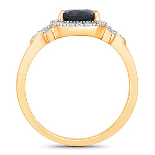 1.54 Carat Genuine Blue Sapphire and White Diamond 14K Yellow Gold Ring - Rings - Custom Crafting Alliance, LLC