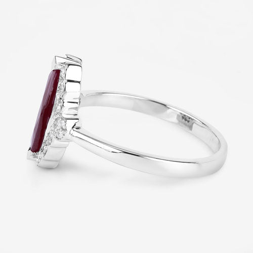 1.54 Carat Genuine Ruby and White Diamond 14K White Gold Ring - Rings - Custom Crafting Alliance, LLC