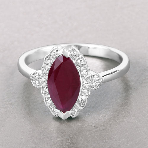 1.54 Carat Genuine Ruby and White Diamond 14K White Gold Ring - Rings - Custom Crafting Alliance, LLC