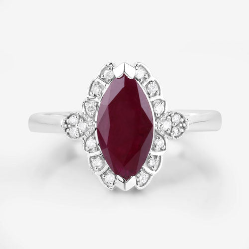 1.54 Carat Genuine Ruby and White Diamond 14K White Gold Ring - Rings - Custom Crafting Alliance, LLC