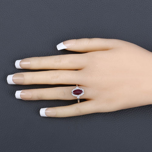 1.54 Carat Genuine Ruby and White Diamond 14K White Gold Ring - Rings - Custom Crafting Alliance, LLC