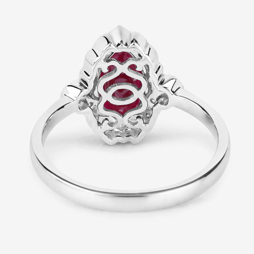 1.54 Carat Genuine Ruby and White Diamond 14K White Gold Ring - Rings - Custom Crafting Alliance, LLC