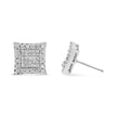 18K White Gold 1.00 Cttw Round and Princess-Cut Diamond Halo Square Stud Earring (G-H Color, SI1-SI2 Clarity)