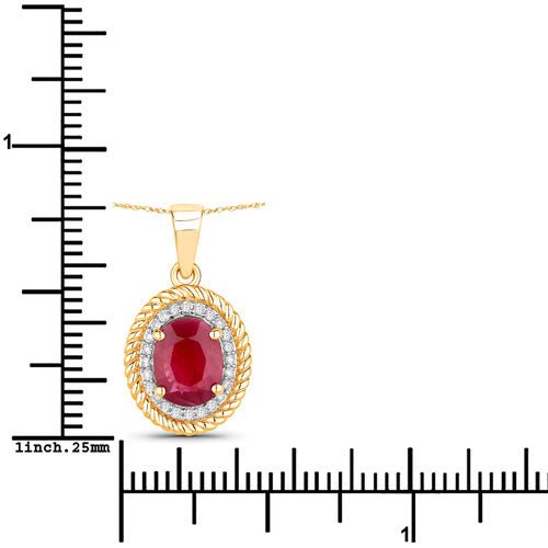 1.55 Carat Genuine Ruby and White Diamond 14K Yellow Gold Pendant - Pendants - Custom Crafting Alliance, LLC