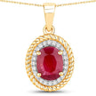 1.55 Carat Genuine Ruby and White Diamond 14K Yellow Gold Pendant - Pendants - Custom Crafting Alliance, LLC