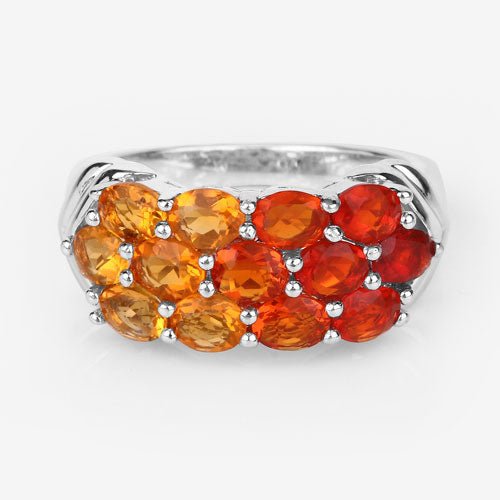 1.56 Carat Genuine Fire Opal .925 Sterling Silver Ring - Rings - Custom Crafting Alliance, LLC