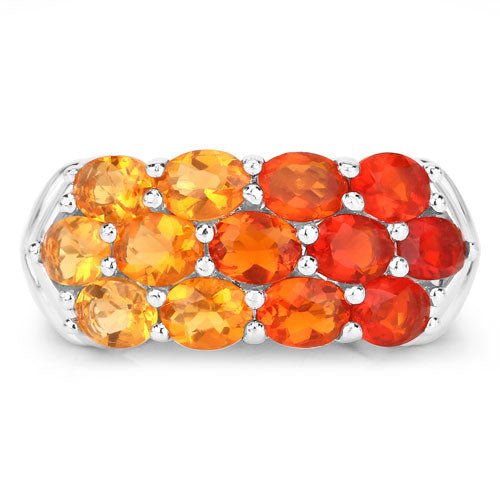 1.56 Carat Genuine Fire Opal .925 Sterling Silver Ring - Rings - Custom Crafting Alliance, LLC