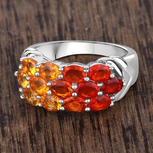 1.56 Carat Genuine Fire Opal .925 Sterling Silver Ring - Rings - Custom Crafting Alliance, LLC