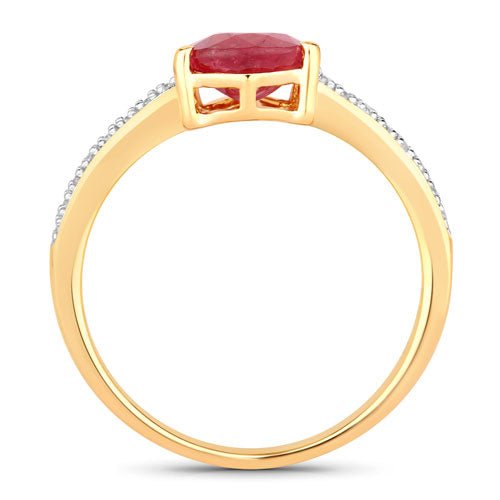 1.56 Carat Genuine Ruby and White Diamond 14K Yellow Gold Ring - Rings - Custom Crafting Alliance, LLC