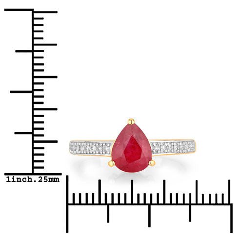 1.56 Carat Genuine Ruby and White Diamond 14K Yellow Gold Ring - Rings - Custom Crafting Alliance, LLC