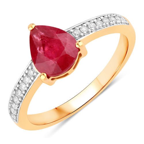 1.56 Carat Genuine Ruby and White Diamond 14K Yellow Gold Ring - Rings - Custom Crafting Alliance, LLC