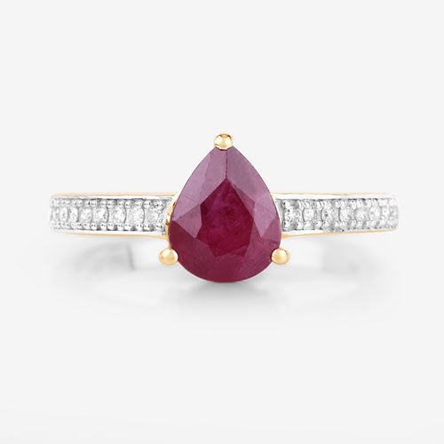 1.56 Carat Genuine Ruby and White Diamond 14K Yellow Gold Ring - Rings - Custom Crafting Alliance, LLC