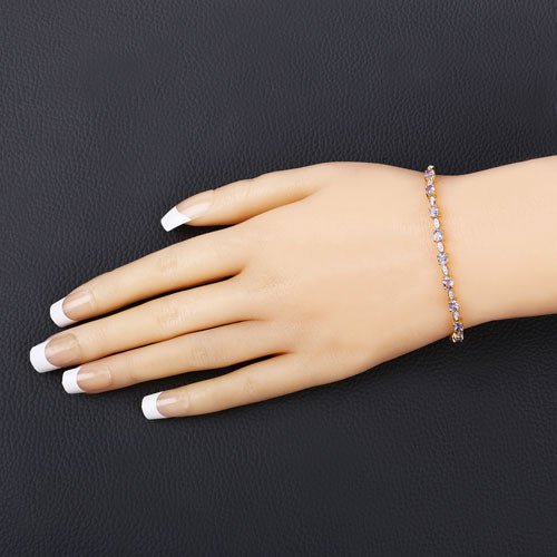 1.56 Carat Genuine Tanzanite and White Diamond .925 Sterling Silver Bracelet - Bracelets - Custom Crafting Alliance, LLC