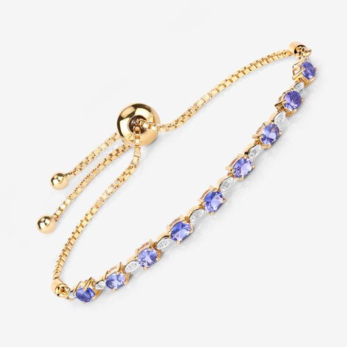 1.56 Carat Genuine Tanzanite and White Diamond .925 Sterling Silver Bracelet - Bracelets - Custom Crafting Alliance, LLC