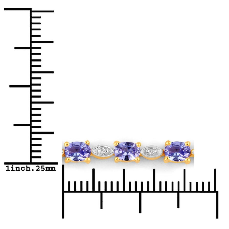1.56 Carat Genuine Tanzanite and White Diamond .925 Sterling Silver Bracelet - Bracelets - Custom Crafting Alliance, LLC