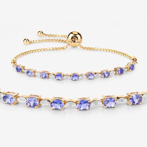 1.56 Carat Genuine Tanzanite and White Diamond .925 Sterling Silver Bracelet - Bracelets - Custom Crafting Alliance, LLC