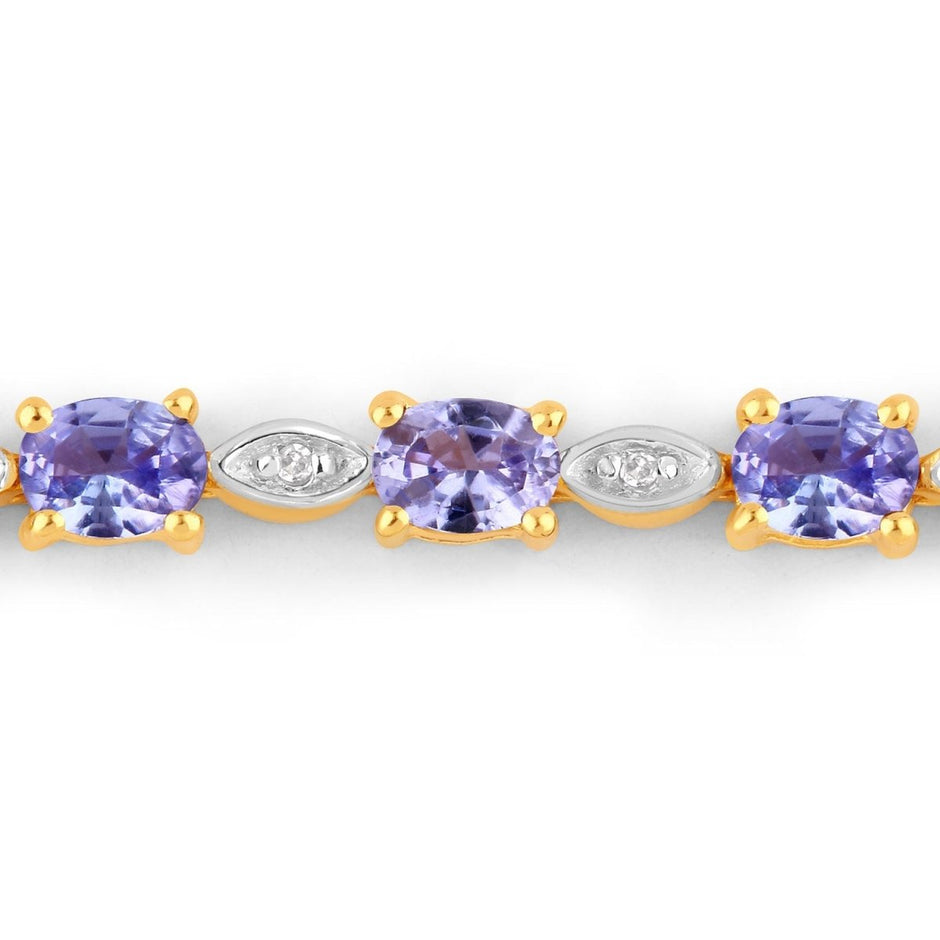 1.56 Carat Genuine Tanzanite and White Diamond .925 Sterling Silver Bracelet - Bracelets - Custom Crafting Alliance, LLC