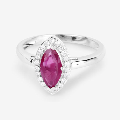 1.57 Carat Genuine Ruby and White Diamond 14K White Gold Ring - Rings - Custom Crafting Alliance, LLC