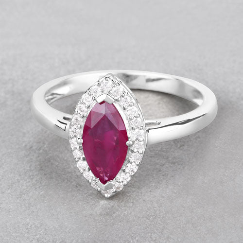 1.57 Carat Genuine Ruby and White Diamond 14K White Gold Ring - Rings - Custom Crafting Alliance, LLC