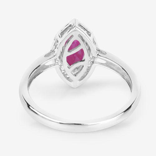 1.57 Carat Genuine Ruby and White Diamond 14K White Gold Ring - Rings - Custom Crafting Alliance, LLC