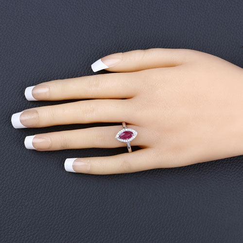 1.57 Carat Genuine Ruby and White Diamond 14K White Gold Ring - Rings - Custom Crafting Alliance, LLC