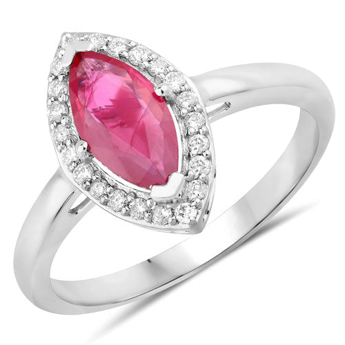 1.57 Carat Genuine Ruby and White Diamond 14K White Gold Ring - Rings - Custom Crafting Alliance, LLC