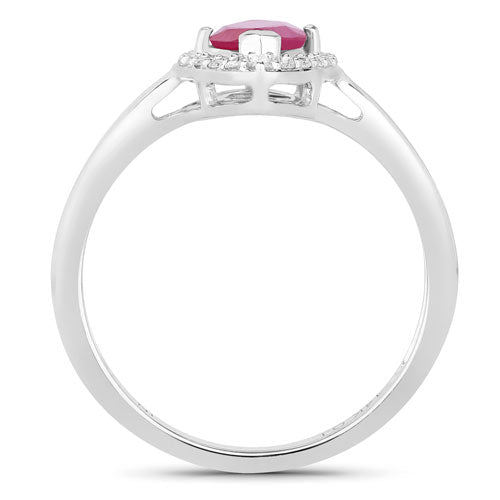 1.57 Carat Genuine Ruby and White Diamond 14K White Gold Ring - Rings - Custom Crafting Alliance, LLC