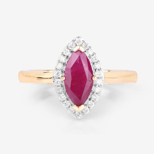 1.57 Carat Genuine Ruby and White Diamond 14K Yellow Gold Ring - Rings - Custom Crafting Alliance, LLC