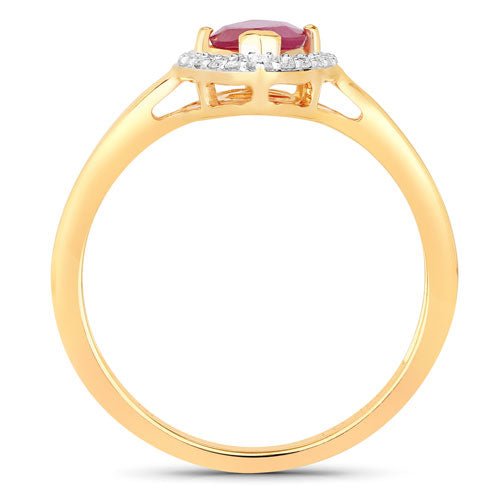 1.57 Carat Genuine Ruby and White Diamond 14K Yellow Gold Ring - Rings - Custom Crafting Alliance, LLC