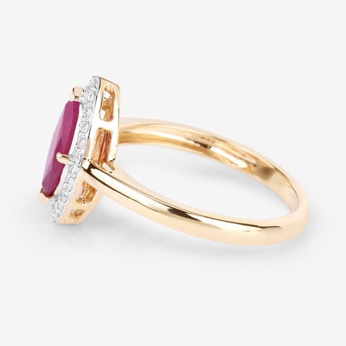 1.57 Carat Genuine Ruby and White Diamond 14K Yellow Gold Ring - Rings - Custom Crafting Alliance, LLC