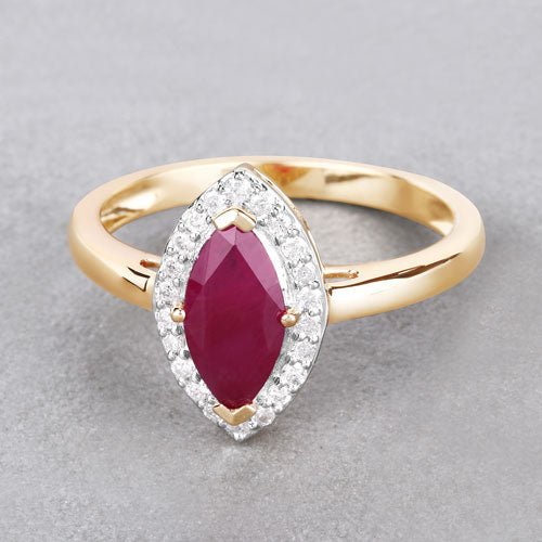1.57 Carat Genuine Ruby and White Diamond 14K Yellow Gold Ring - Rings - Custom Crafting Alliance, LLC