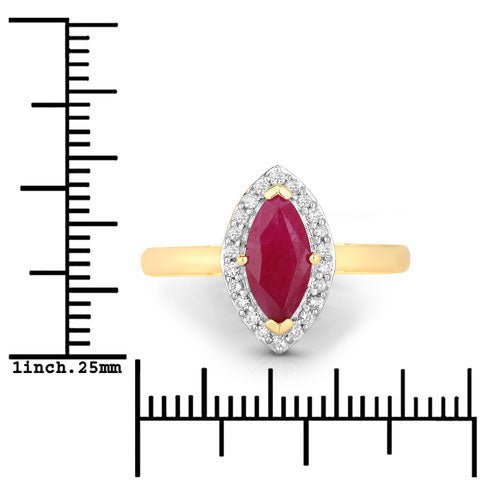 1.57 Carat Genuine Ruby and White Diamond 14K Yellow Gold Ring - Rings - Custom Crafting Alliance, LLC