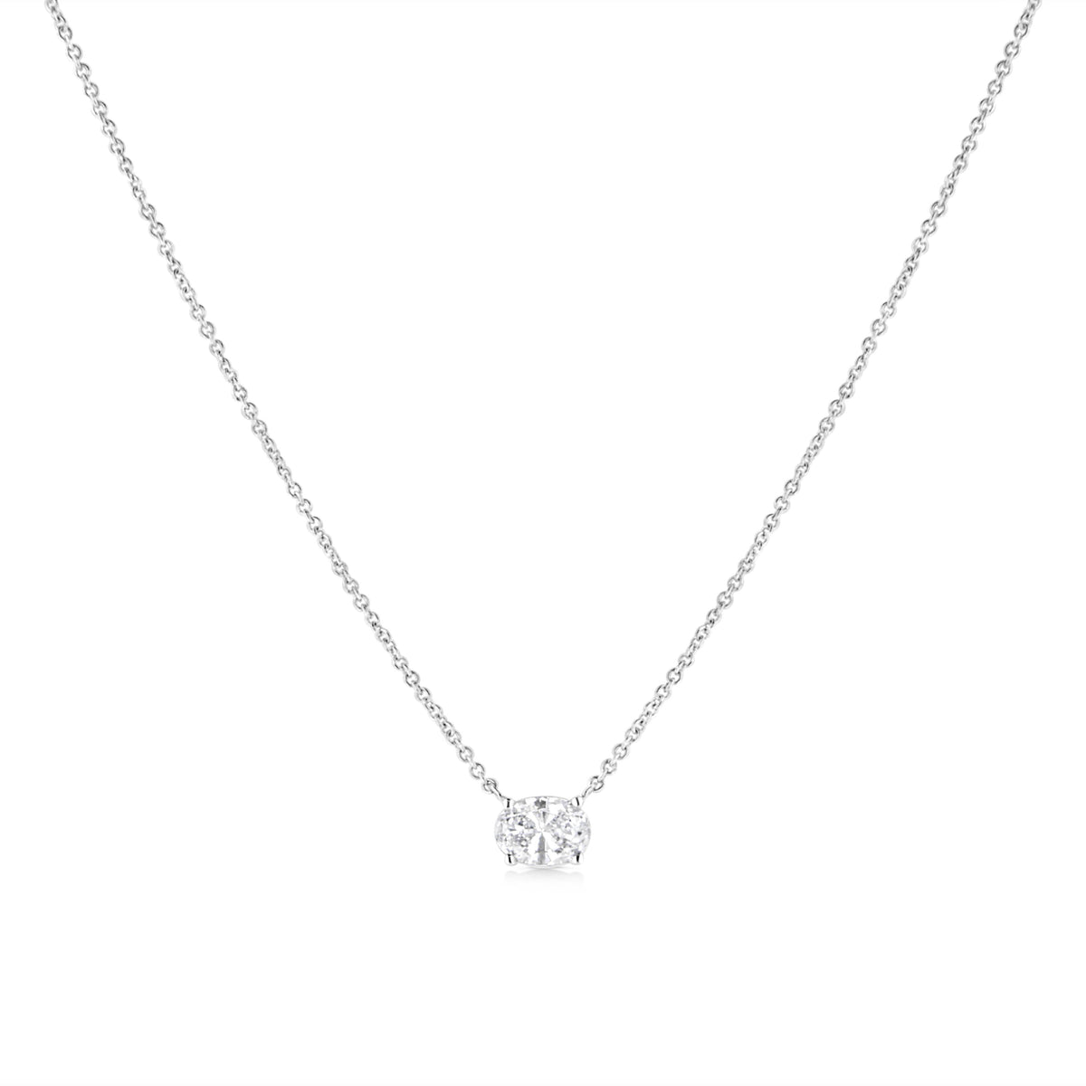 14K White Gold 1/2 Cttw Lab Grown Oval Shape Solitaire Diamond East West 18