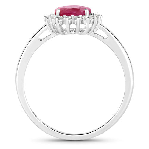 1.58 Carat Genuine Ruby and White Diamond 10K White Gold Ring - Rings - Custom Crafting Alliance, LLC