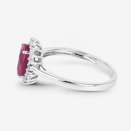 1.58 Carat Genuine Ruby and White Diamond 10K White Gold Ring - Rings - Custom Crafting Alliance, LLC