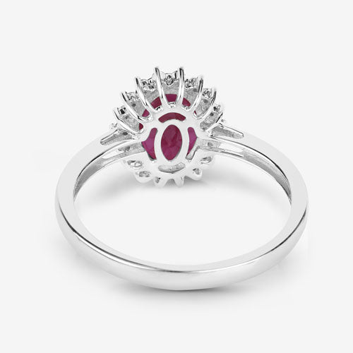 1.58 Carat Genuine Ruby and White Diamond 10K White Gold Ring - Rings - Custom Crafting Alliance, LLC