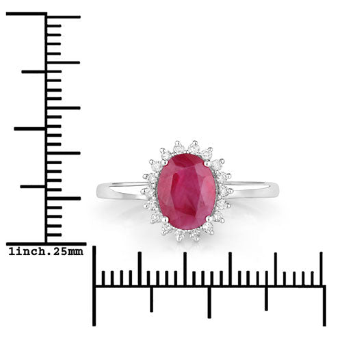 1.58 Carat Genuine Ruby and White Diamond 10K White Gold Ring - Rings - Custom Crafting Alliance, LLC