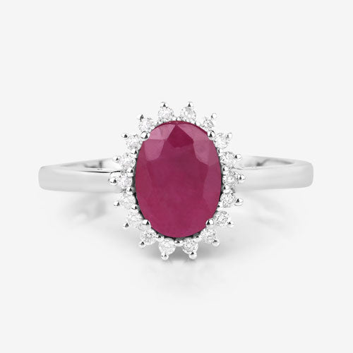 1.58 Carat Genuine Ruby and White Diamond 10K White Gold Ring - Rings - Custom Crafting Alliance, LLC