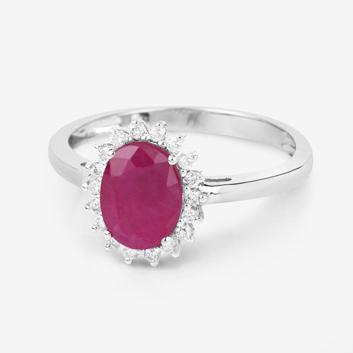 1.58 Carat Genuine Ruby and White Diamond 10K White Gold Ring - Rings - Custom Crafting Alliance, LLC