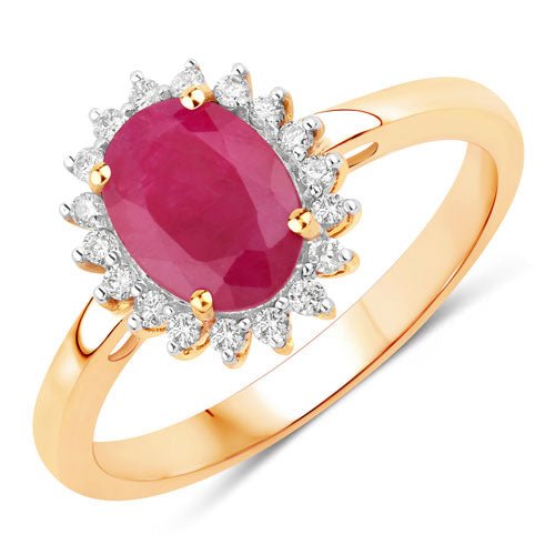 1.58 Carat Genuine Ruby and White Diamond 10K Yellow Gold Ring - Rings - Custom Crafting Alliance, LLC