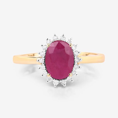 1.58 Carat Genuine Ruby and White Diamond 10K Yellow Gold Ring - Rings - Custom Crafting Alliance, LLC