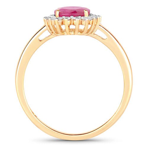 1.58 Carat Genuine Ruby and White Diamond 10K Yellow Gold Ring - Rings - Custom Crafting Alliance, LLC