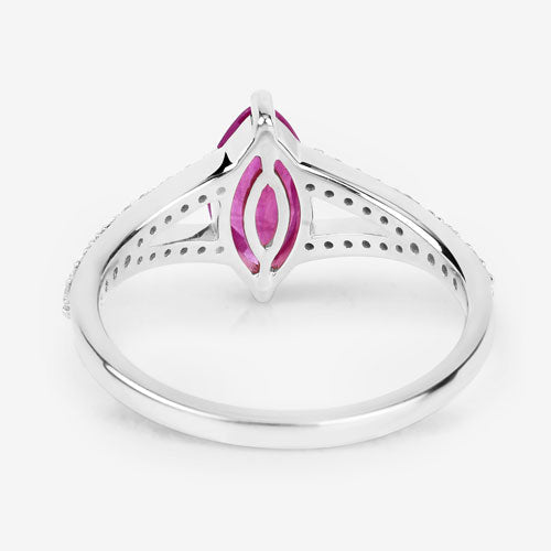 1.58 Carat Genuine Ruby and White Diamond 14K White Gold Ring - Rings - Custom Crafting Alliance, LLC